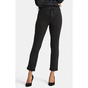 NWT NYDJ Sheri Cuff Ankle Slim Fit Jeans Size 6 Black Shimmer Glam Sparkle Sleek